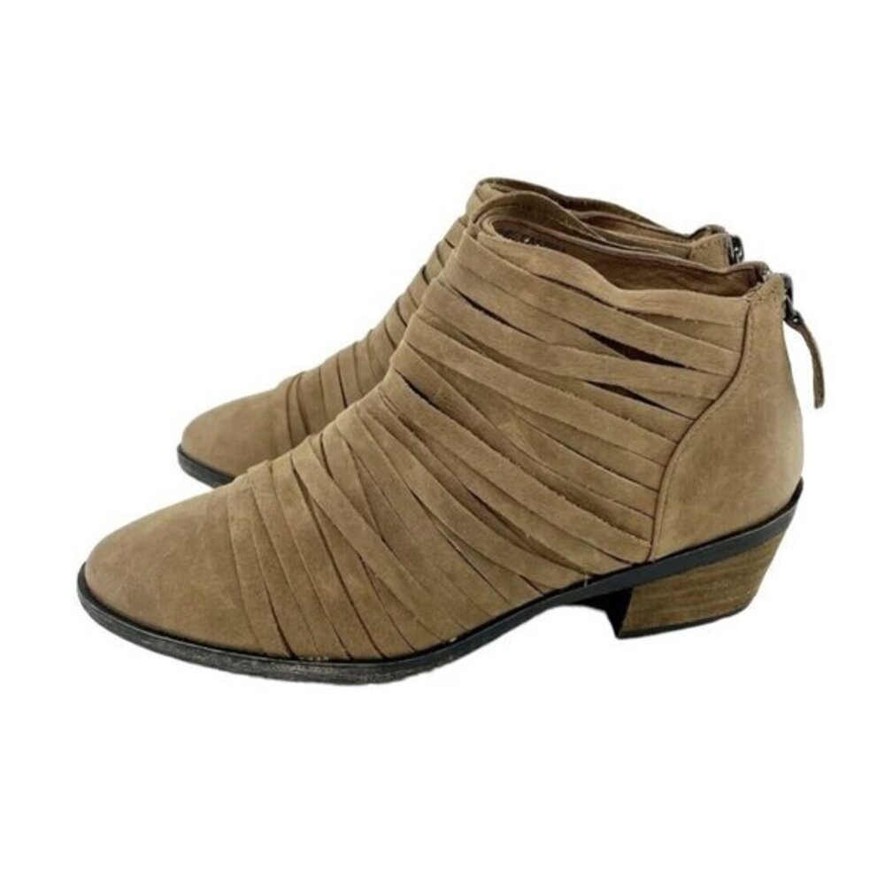 Caslon Sliced Suede Leather Ankle Booties Brown Leather Cutouts Sz 6.5 New